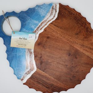 Round Wood Board with Waves
