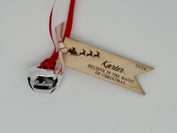 Santa "Believe" Silver Bell Personalized Ornament