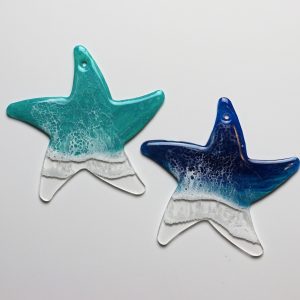 Handmade Resin Starfish Ornament with Ocean Waves