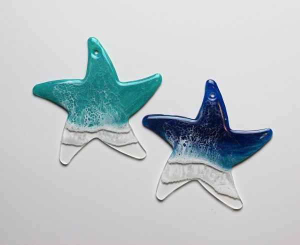 Handmade Resin Starfish Ornament with Ocean Waves