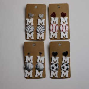 Handmade MOM Sports Earrings