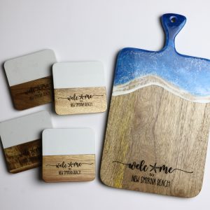Custom Resin Board and Coasters – Realtor Client Gift, New Home Closing Gift with Engraving