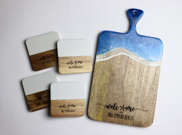 Custom Resin Board and Coasters – Realtor Client Gift, New Home Closing Gift with Engraving